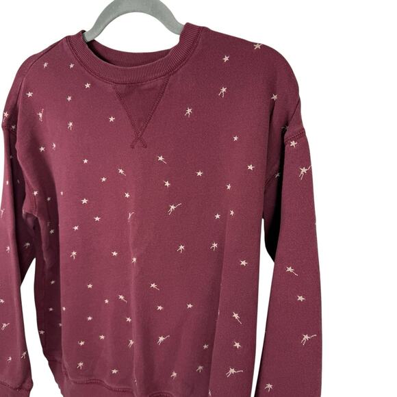 Lou & Grey Sweatshirt Womens Extra Small Red Star Embroidered Boxy Relaxed - Picture 4 of 9